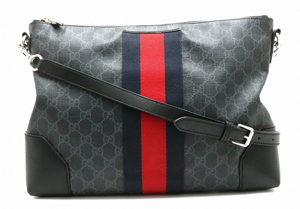 Gucci GG Supreme Messenger Crossbody Bag Leather Black Red Navy Blue